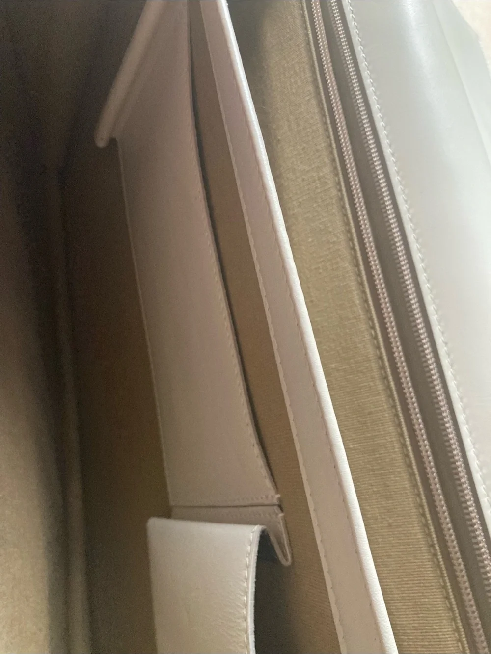 Salvatore Ferragamo Men's Leather Briefcase in Cognac Brown with White Stitching